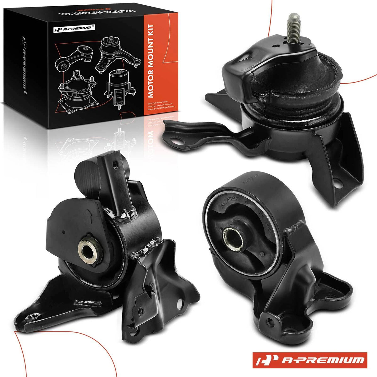 3X Engine Motor & Trans. Mount for Kia Spectra Spectra5 (219102F010, 218102F560, 218102F751)