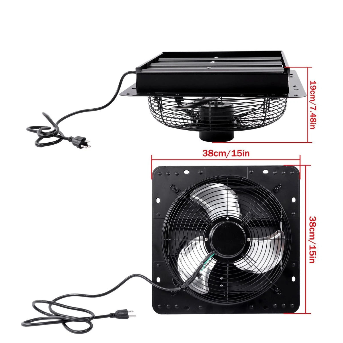 12'' Shutter Wall-Mount Attic Exhaust Fan High Speed 1600RPM (No Part Numbers)