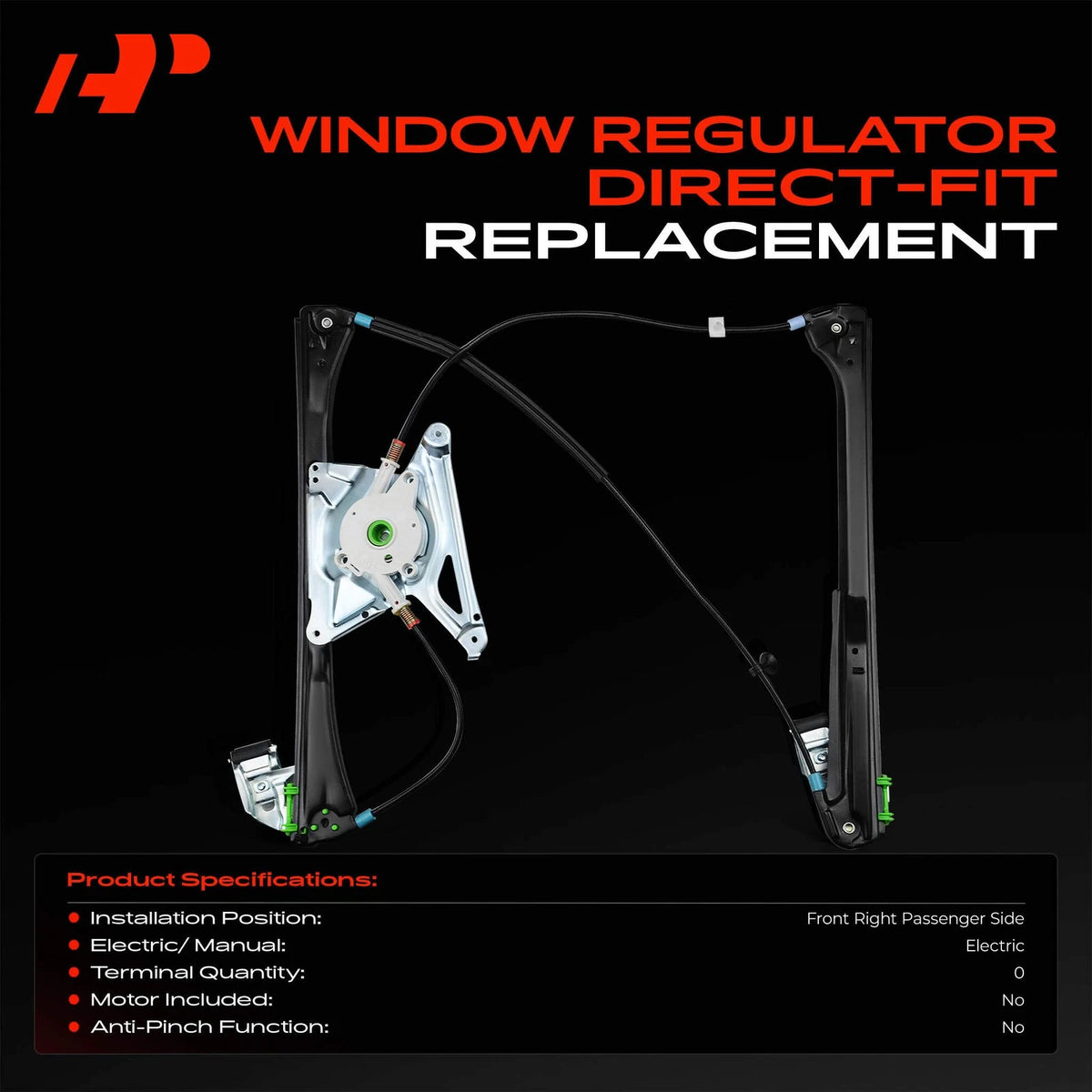 Front Passenger Side Power Window Regulator for Audi A4 (1996–2002) 8D0837462, 740-497