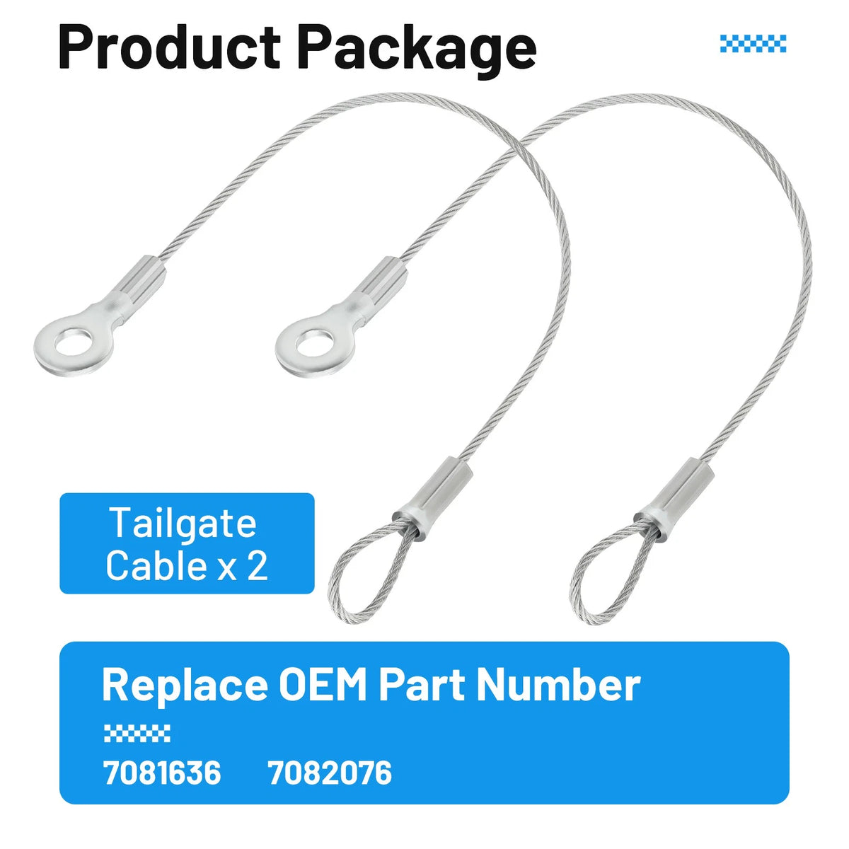 2X Tailgate Cable for Polaris Ranger 800 Midsize EFI (2013–2014) 7081636 7082076