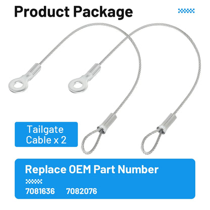 2X Tailgate Cable for Polaris Ranger 800 Midsize EFI (2013–2014) 7081636 7082076