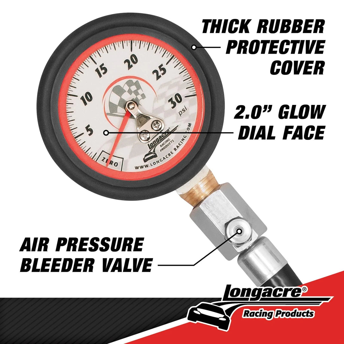 Tire Pressure Gauge 0-30 PSI for Longacre 52-52024 (2 Inch)