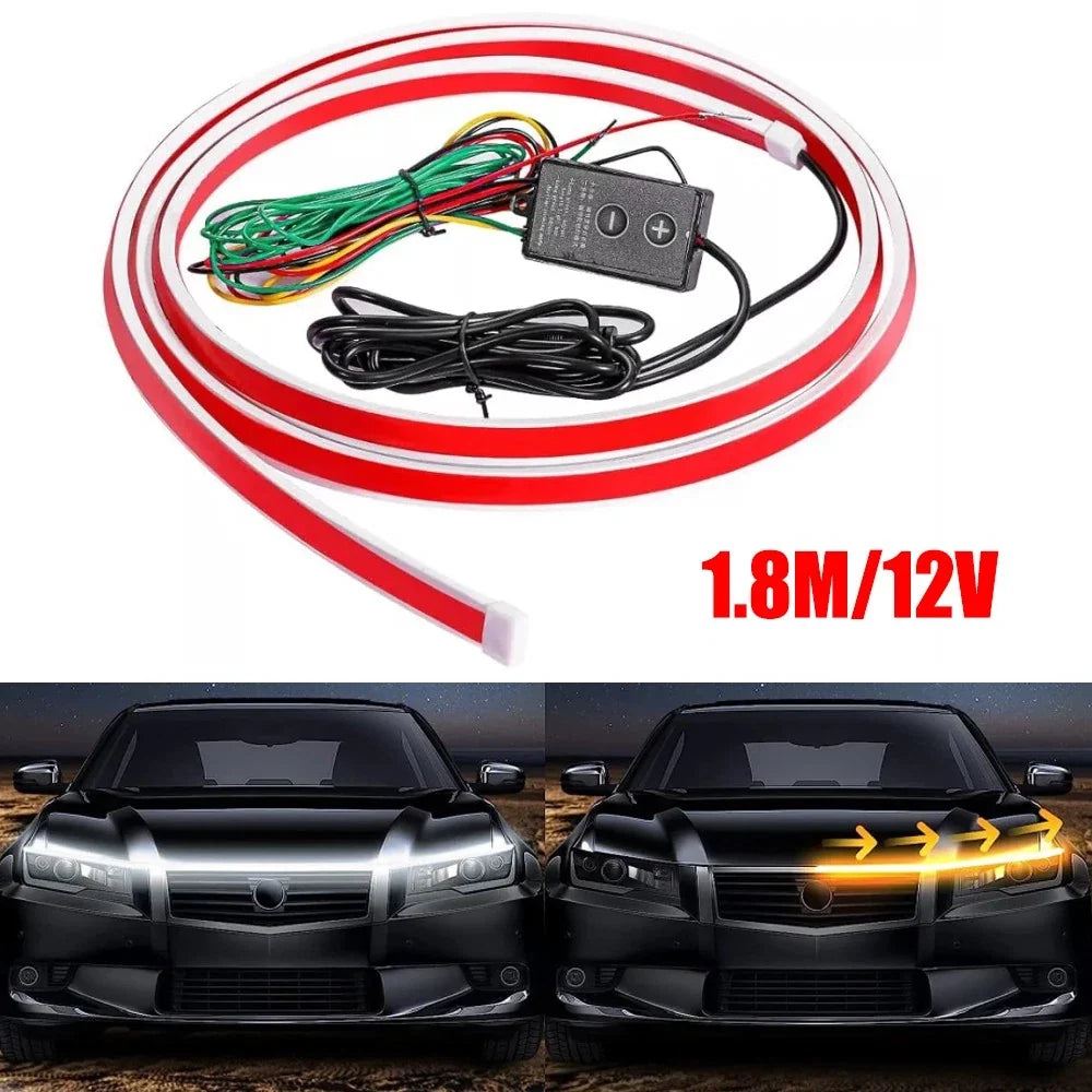 LED Hood Light Strip for Chevy Silverado 1500 2500 (2014–2023) DRL White Amber