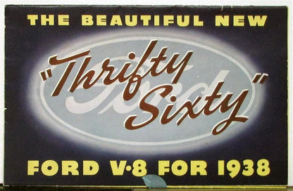 Ford 1938 V8 Thrifty 60 85 Sedan Coupe Original Sales Folder Poster