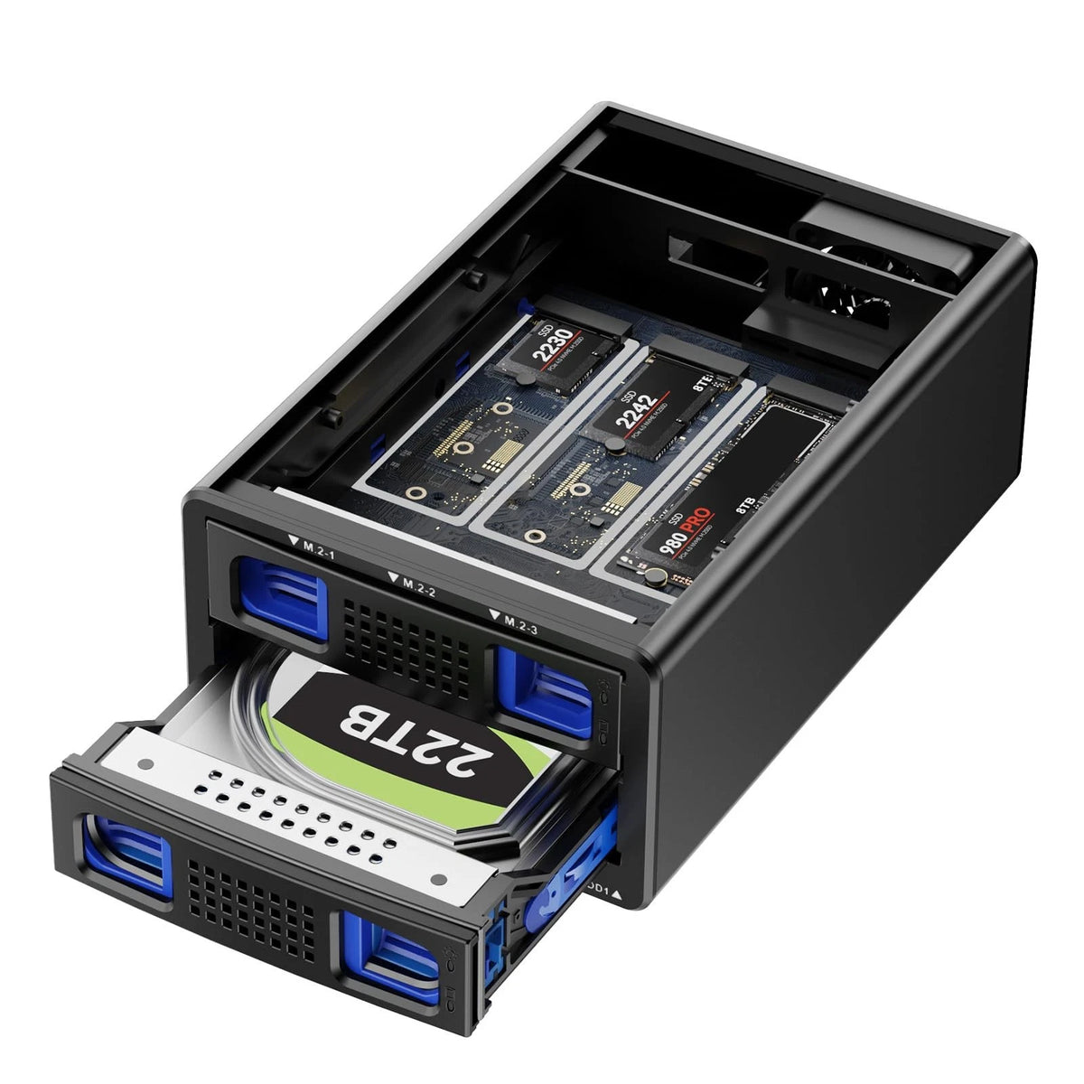 2X CENMATE 2.5/3.5" SATA HDD/SSD Enclosure for M.2 NVMe (4 Bay)
