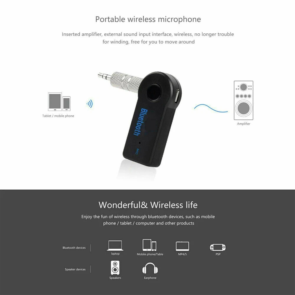 2X Wireless Bluetooth Receiver for Car Audio Adapter