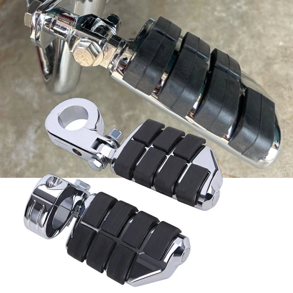 1.25" Chrome Adjustable Highway Short Mount Foot Pegs for Harley Touring