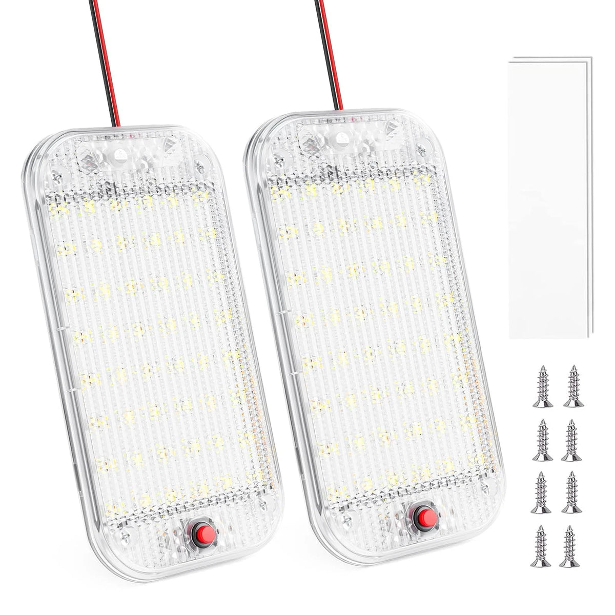 2X LED Dome Lights for RV, Trailer, Truck, Boat - Ultra Bright 800LM