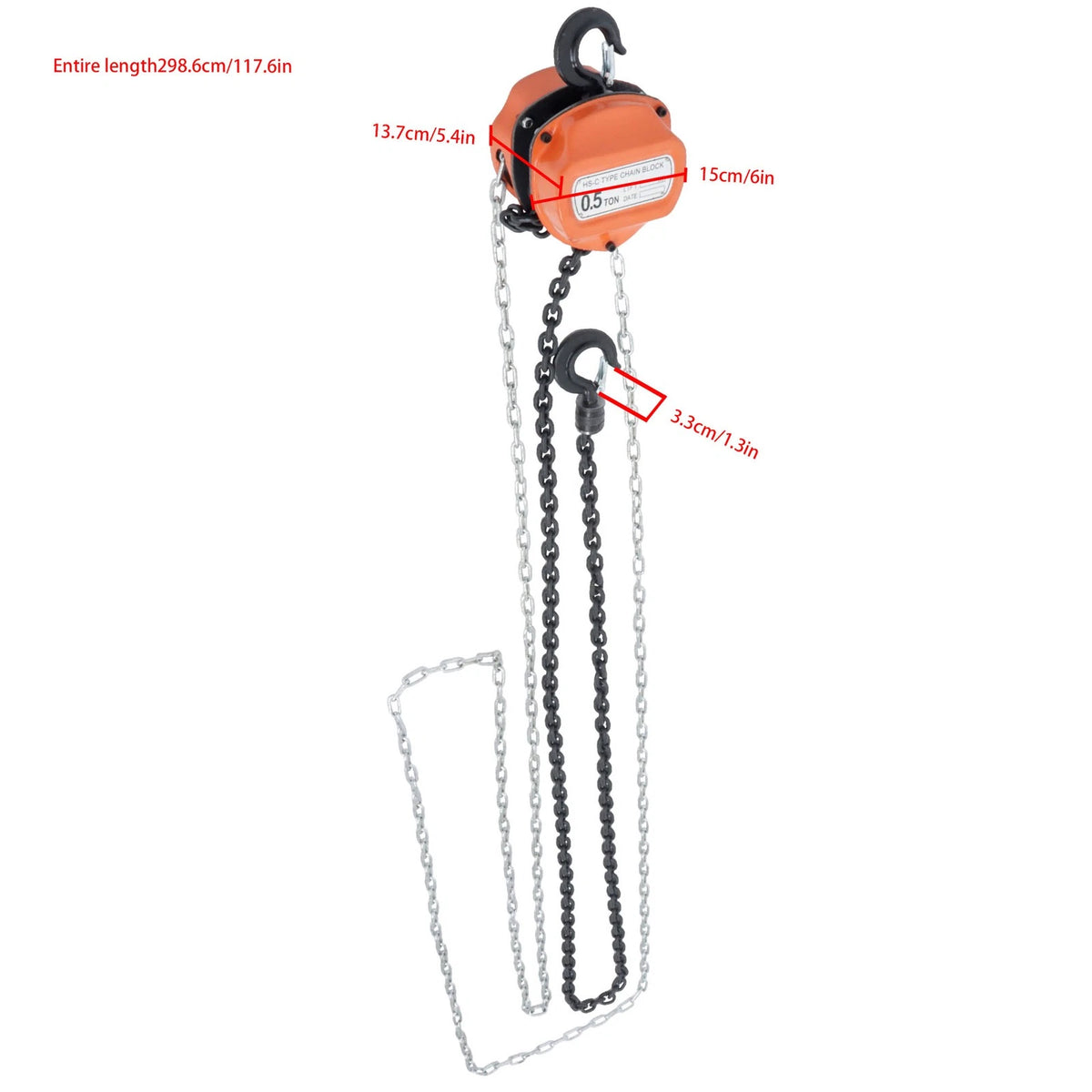 G80 Chain Hoist Block Ratchet Type 1100lb 10ft Lifter for