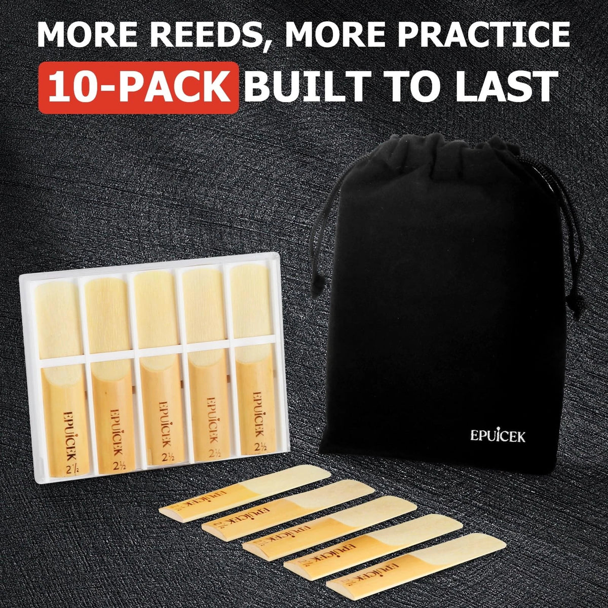 10 Pack of Alto Saxophone Reeds 2.5 for Eb Saxophone
