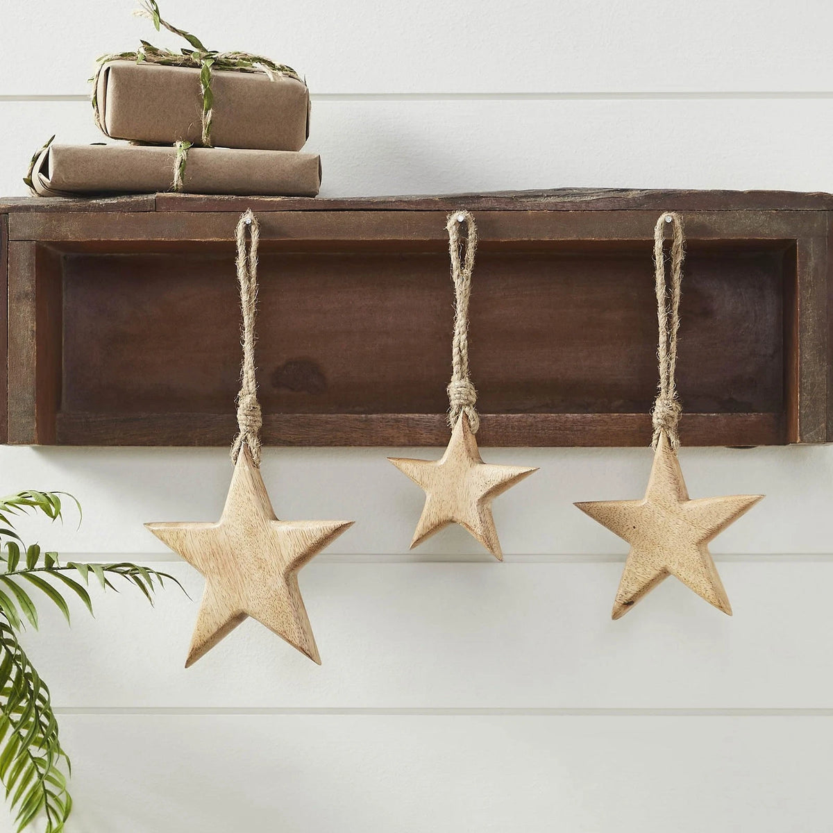 Wooden Star Decorative Ornament Set of 3 Sizes