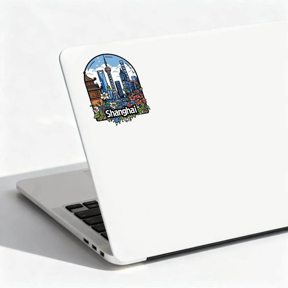 Vinyl Sticker for Shanghai Skyline (Customizable, Waterproof)