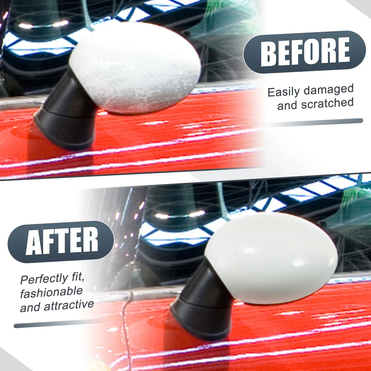 Pair Rearview Mirror Cover Cap White for BMW Mini Clubman R55 R57