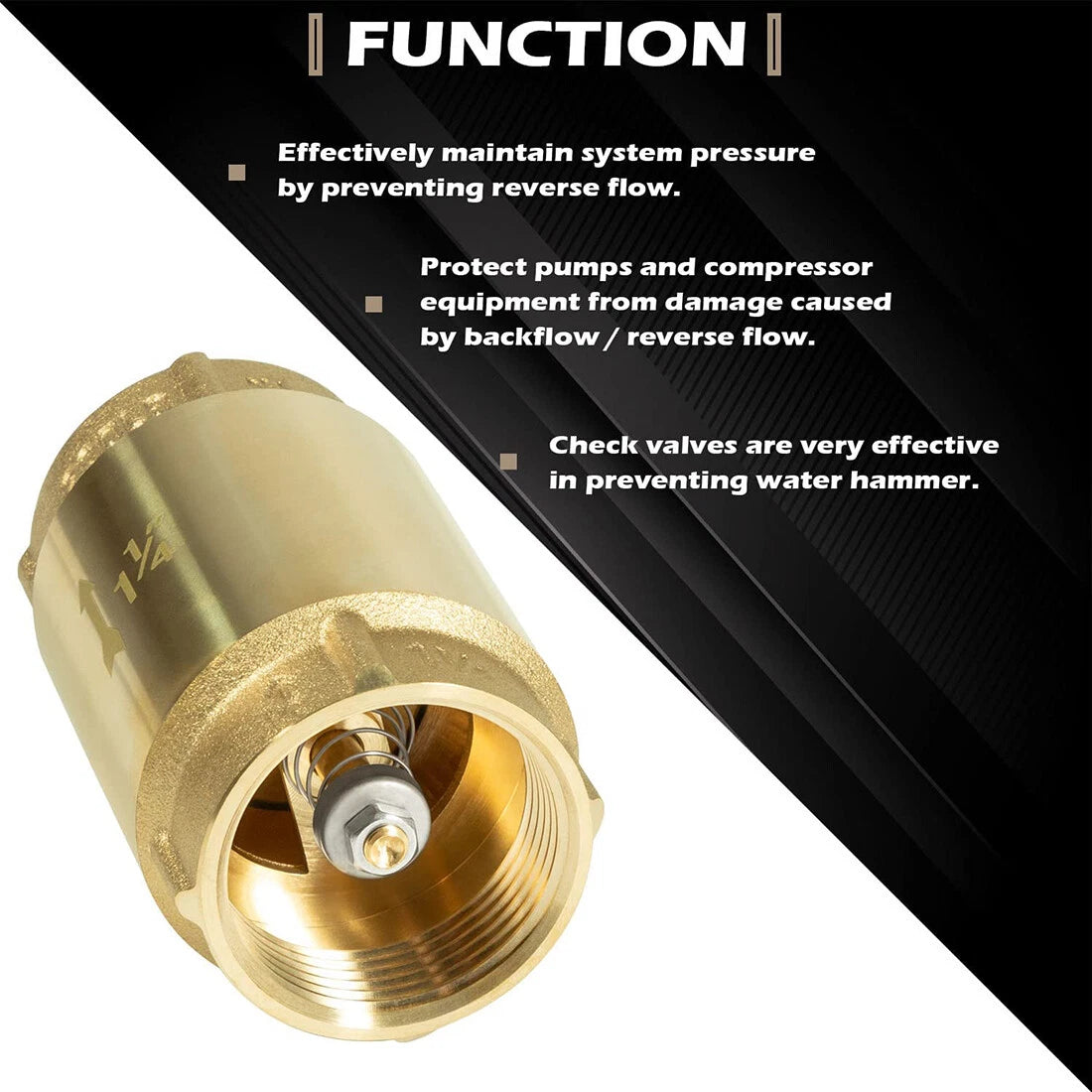 1 1/4" Brass Check Valve for Automotive Applications