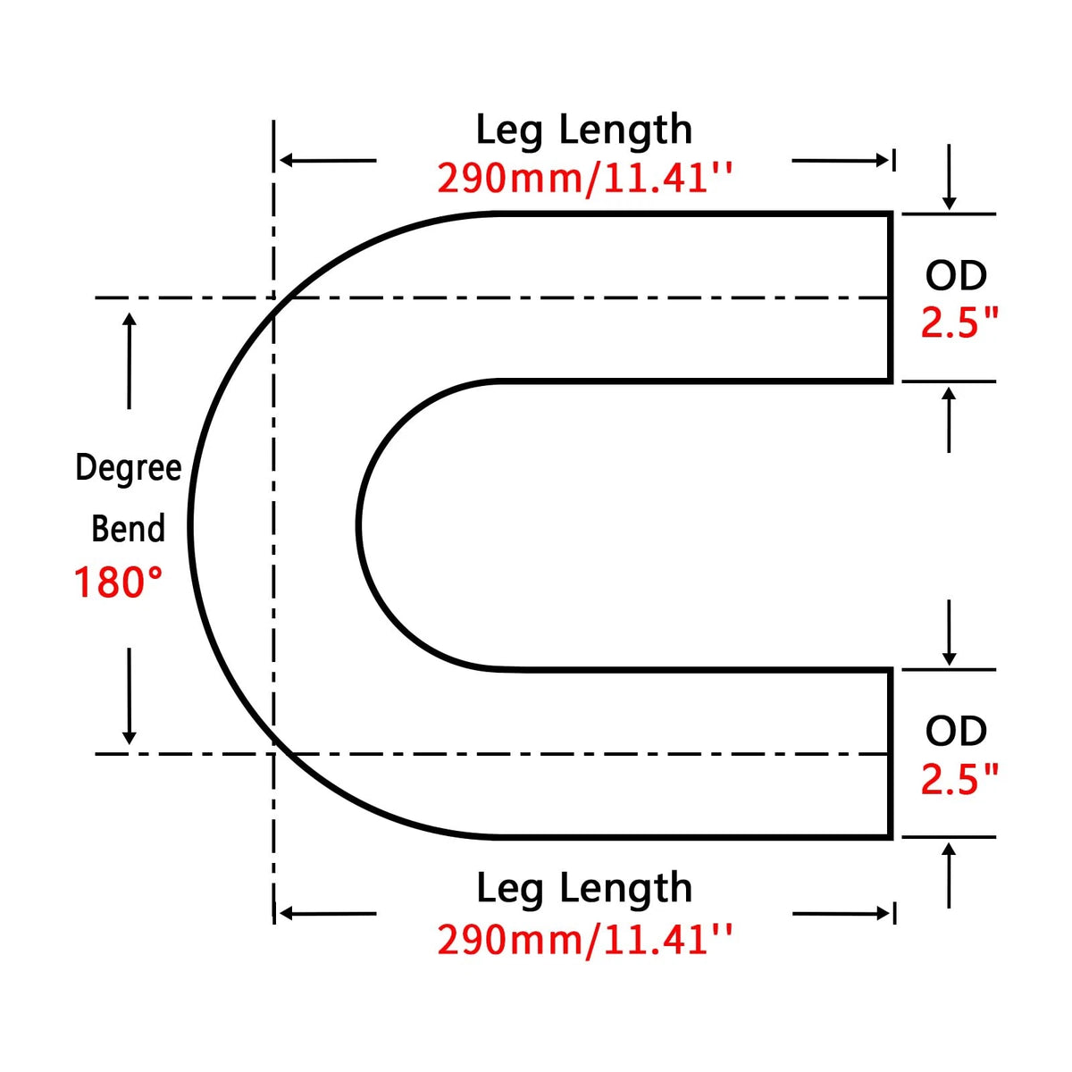 2X 2.5 Inch Mandrel Bend Exhaust Pipe for Universal Fit (T304 Stainless Steel)