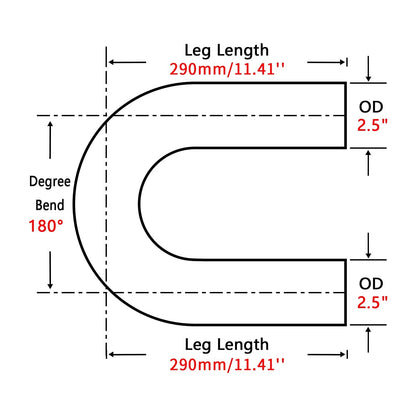 2X 2.5 Inch Mandrel Bend Exhaust Pipe for Universal Fit (T304 Stainless Steel)