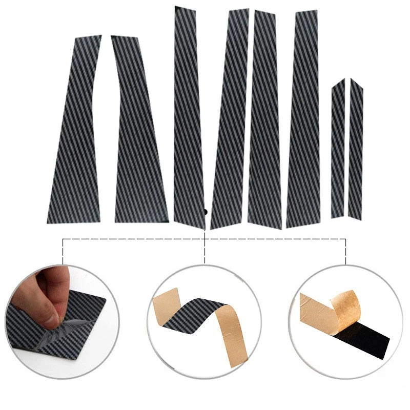 8pcs Carbon Fiber Exterior Pillar Post Stickers for Toyota Wish (2009–2017)
