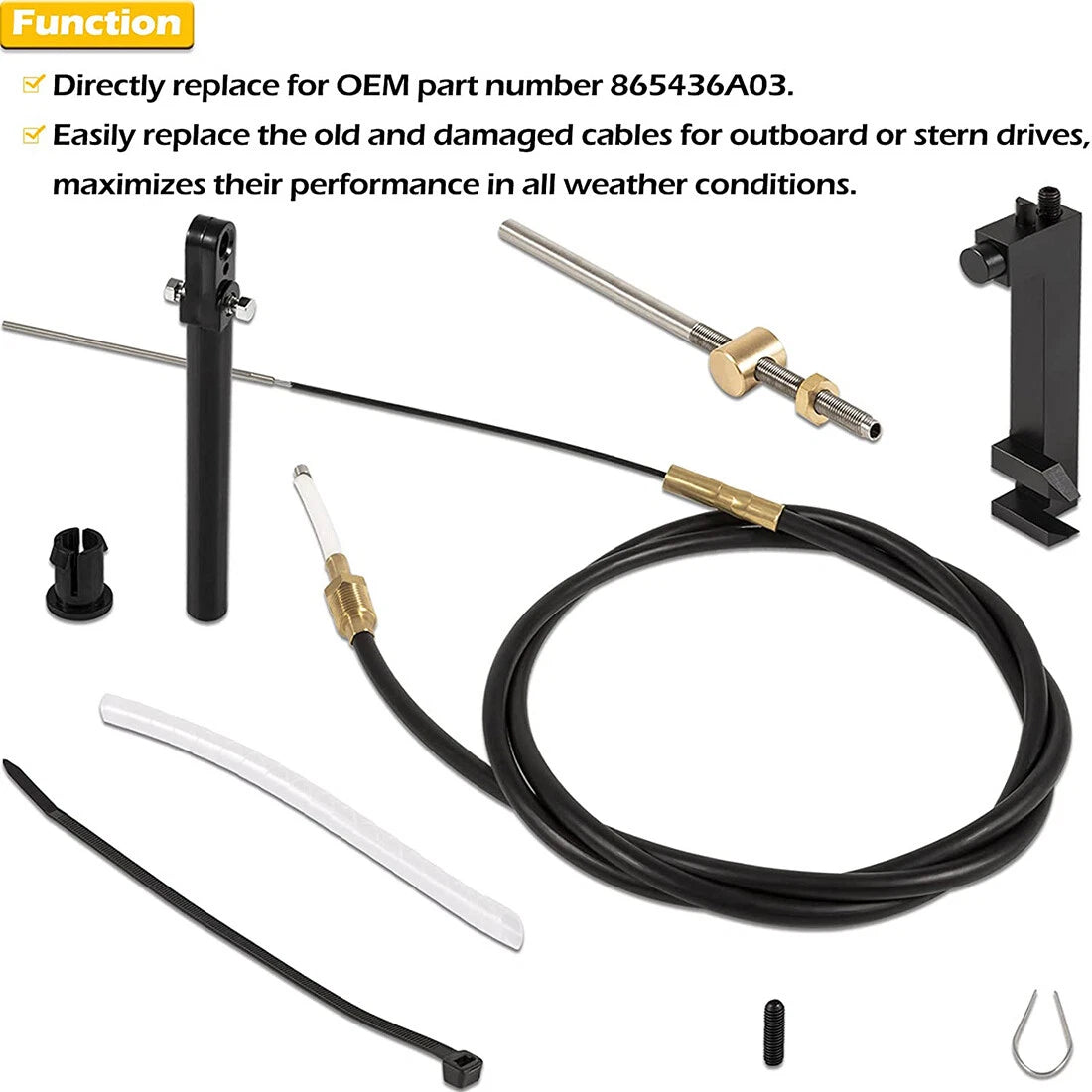 Lower Shift Cable Kit for Mercruiser Alpha Gen One & Two (1 2 R MR MC)