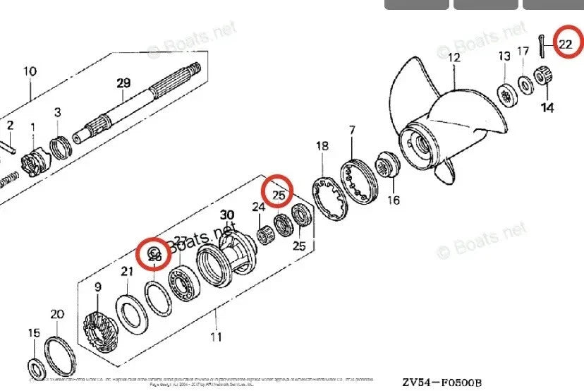 Lower Unit Seal Kit for Honda 35/40 HP 45/50 HP (91252-ZV5-003, 91351-ZV5-003)