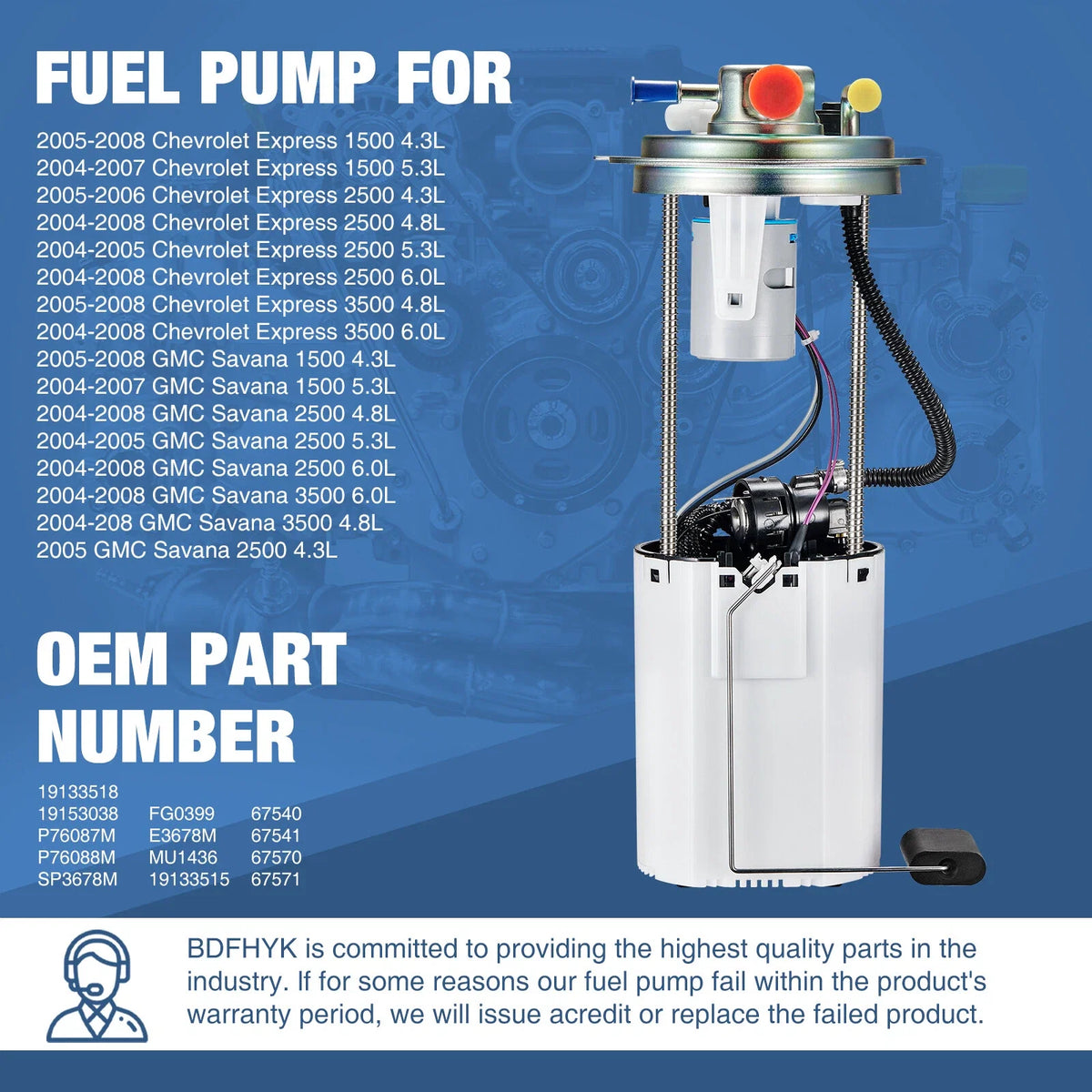 E3678M Electric Fuel Pump for Chevy Express 1500 2500 3500 (2004–2008)