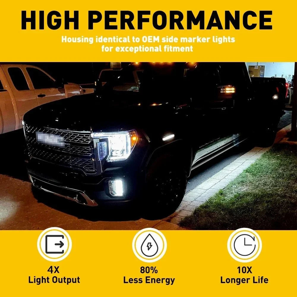 Amber LED Front Rear Side Marker Lights for GMC Sierra 2500 3500 (2020–2022)