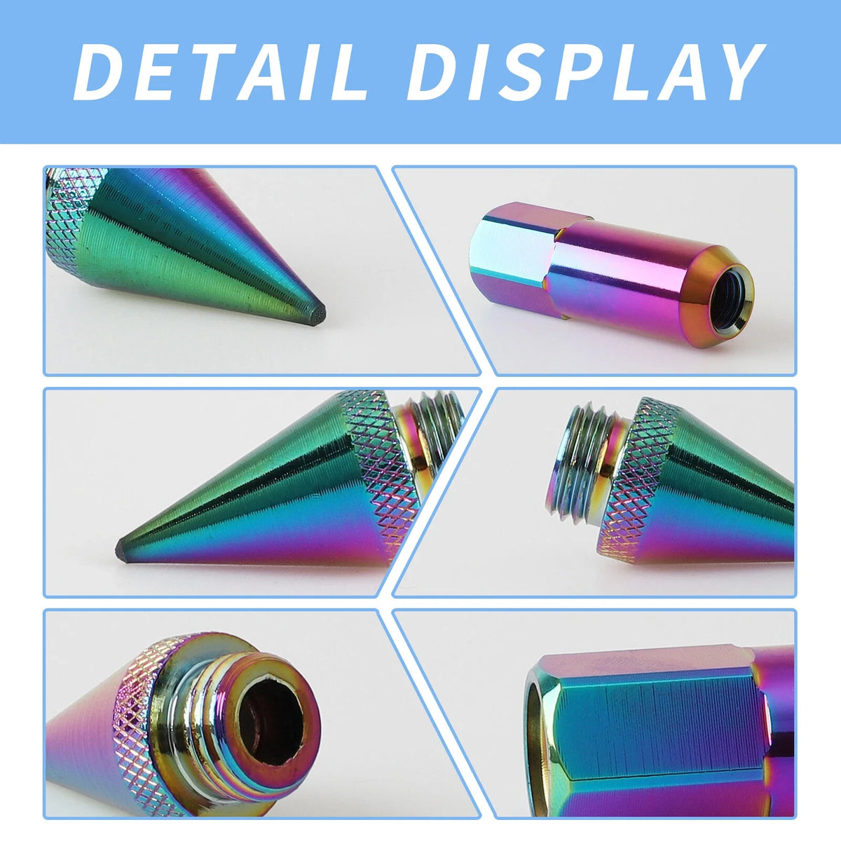 20PCS M12X1.5 Spiked Tuner Lug Nuts for Rims (Neo Chrome)