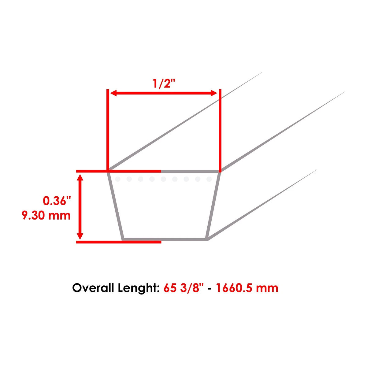Belt 64-3/4" X 1/2" for John Deere Sabre 1948GV 1948HV / 2048HV 2254HV (AB4728BT360AD)