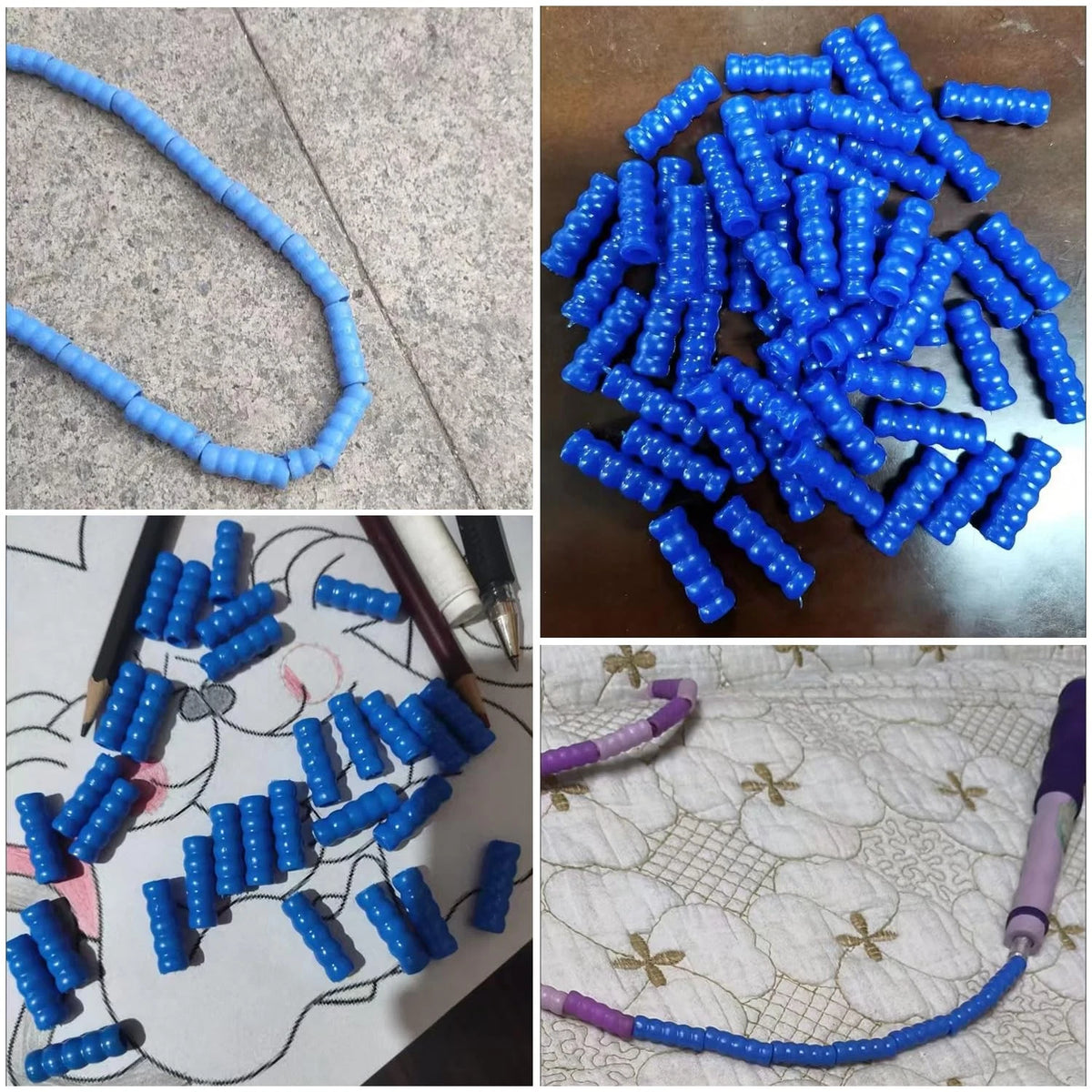 50 Pack Beaded Jump Rope Beads Replacement Tangle-Free Segmented Blue