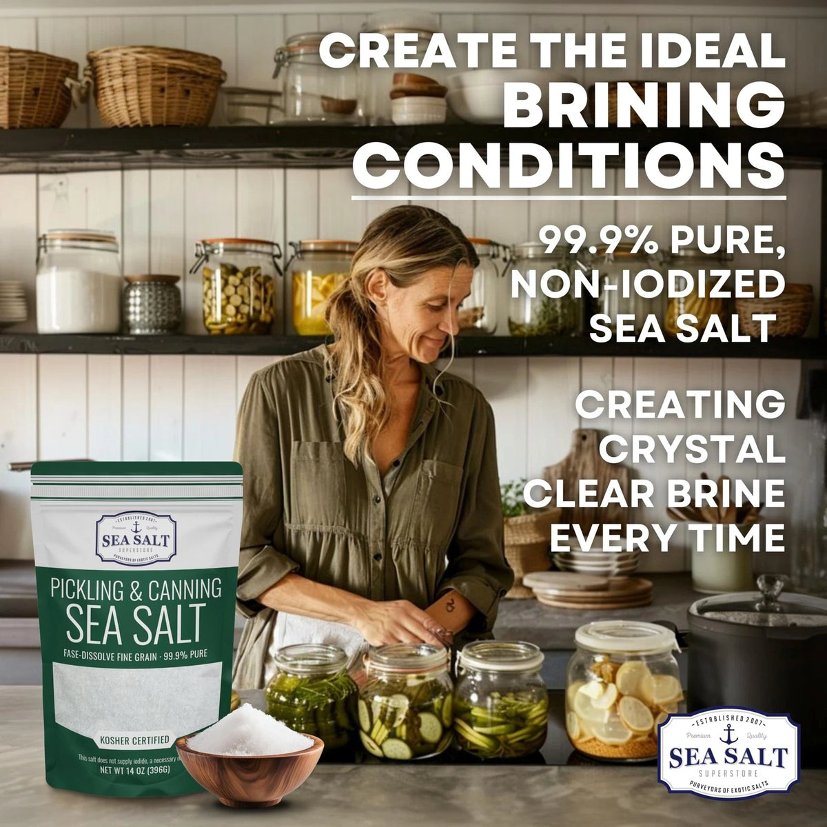 Pickling & Curing Salt, Fine Kosher, Non-Iodized, 30 oz