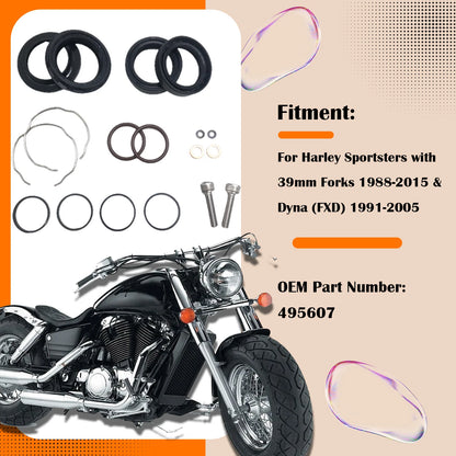39mm Fork Seals Rebuild Kit for Harley-Davidson Sportster 883 1200 (1988–2015) 495607