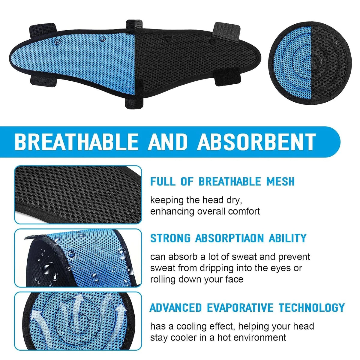 Washable Hard Hat Top Pads and Sweatbands for Safety Helmet Cooling Accessory