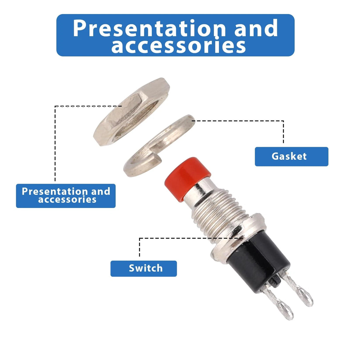 12 PCS 7mm Momentary Push Button Switch 12V Prewired