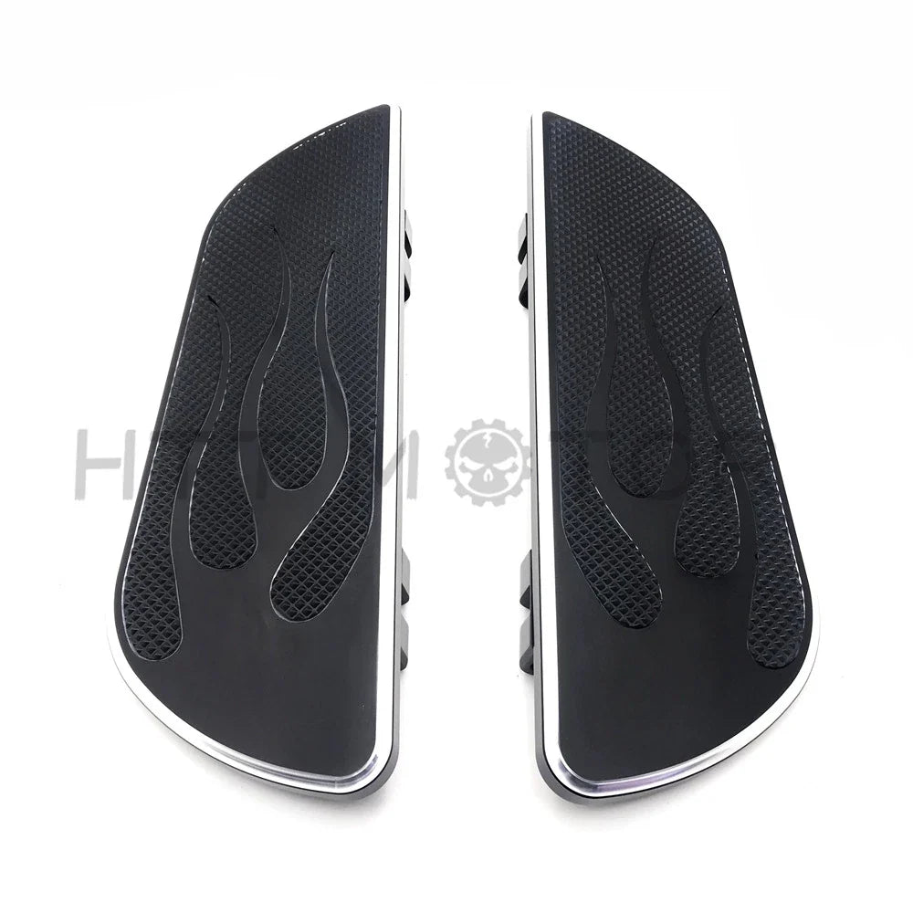 Pair Black Flame Foot Boards for Harley Touring (1984–2016)