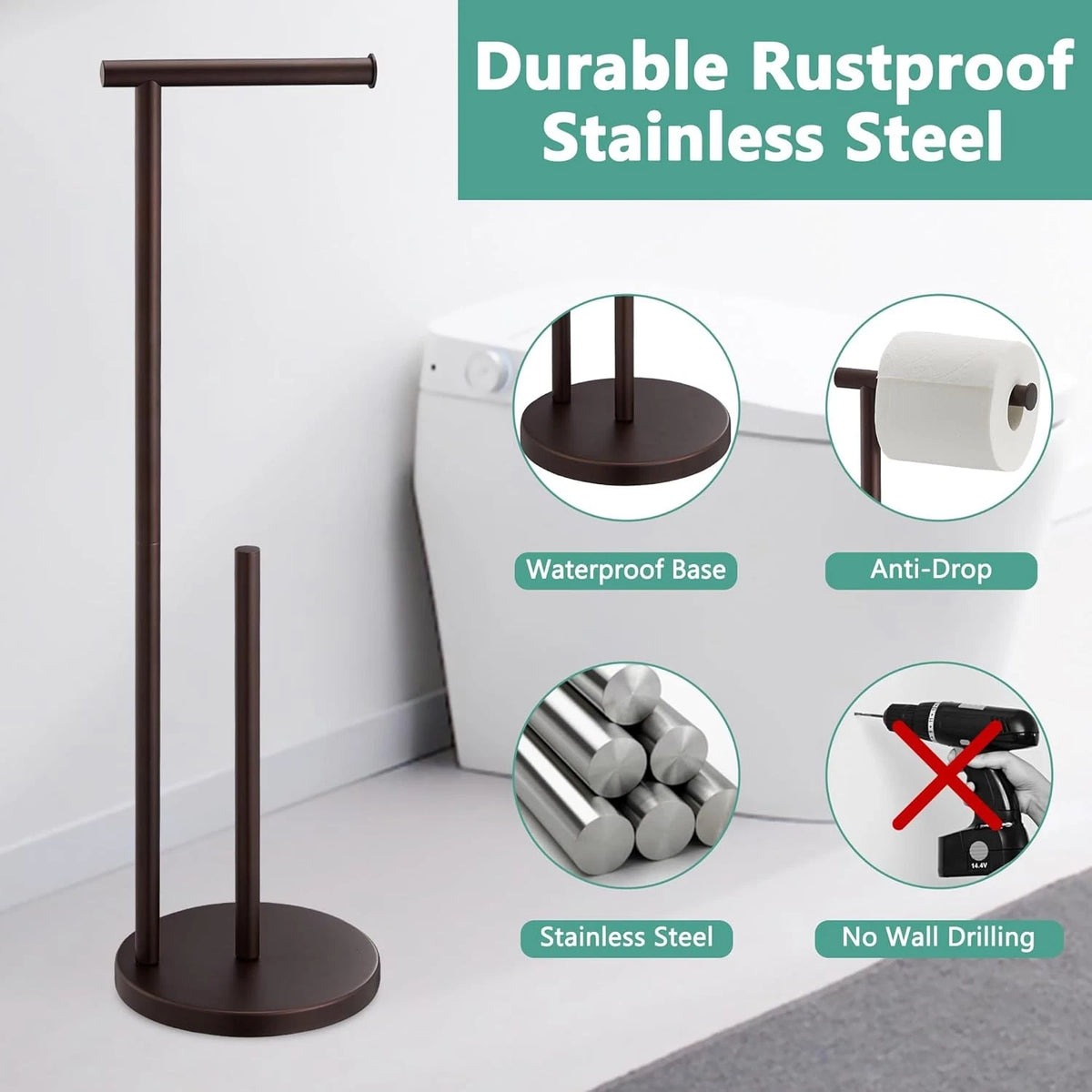 Free Standing Toilet Paper Holder Stand for Bathroom (No Specific Years)