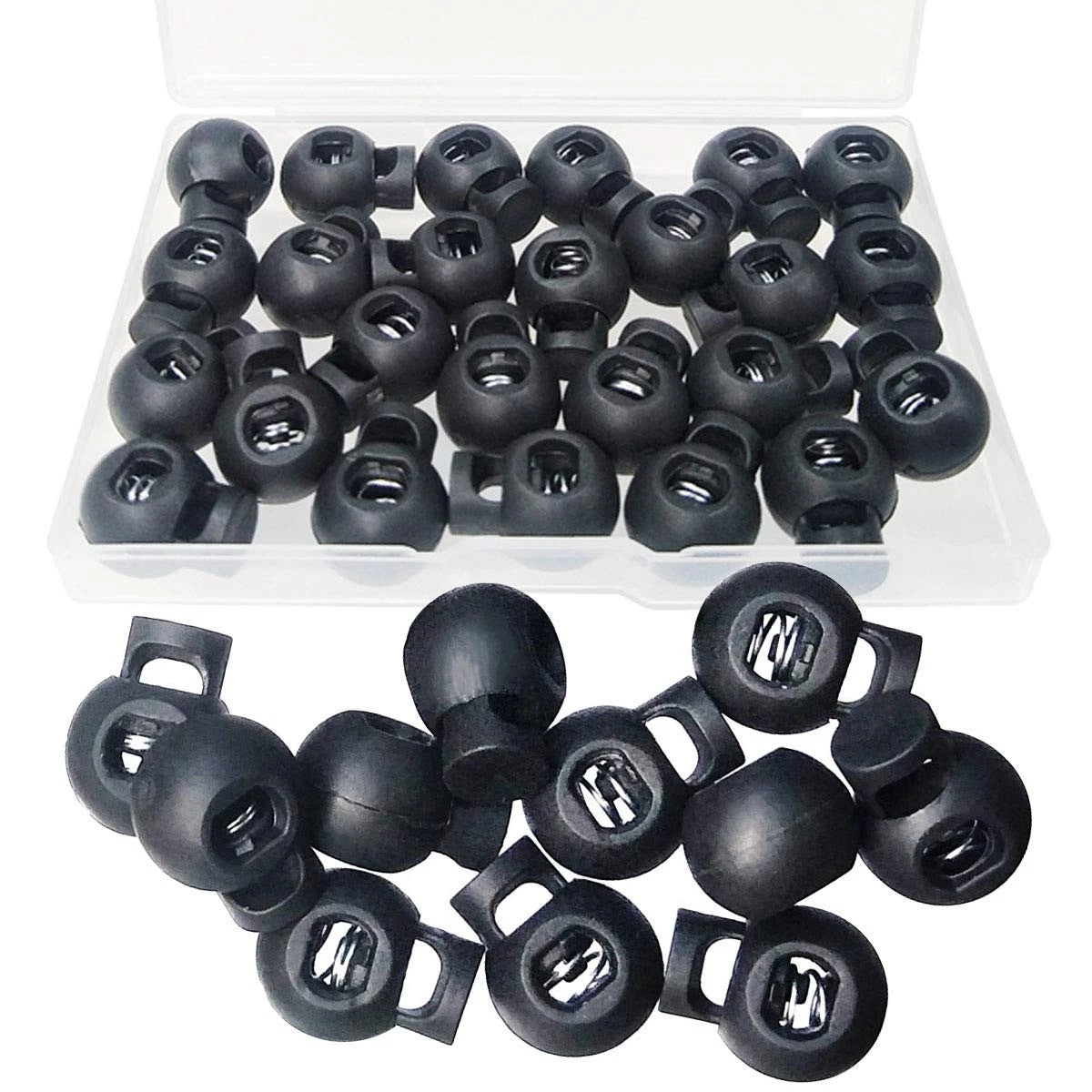 25 PCS Adjustable Ball Cord Lock Round Toggle Stopper