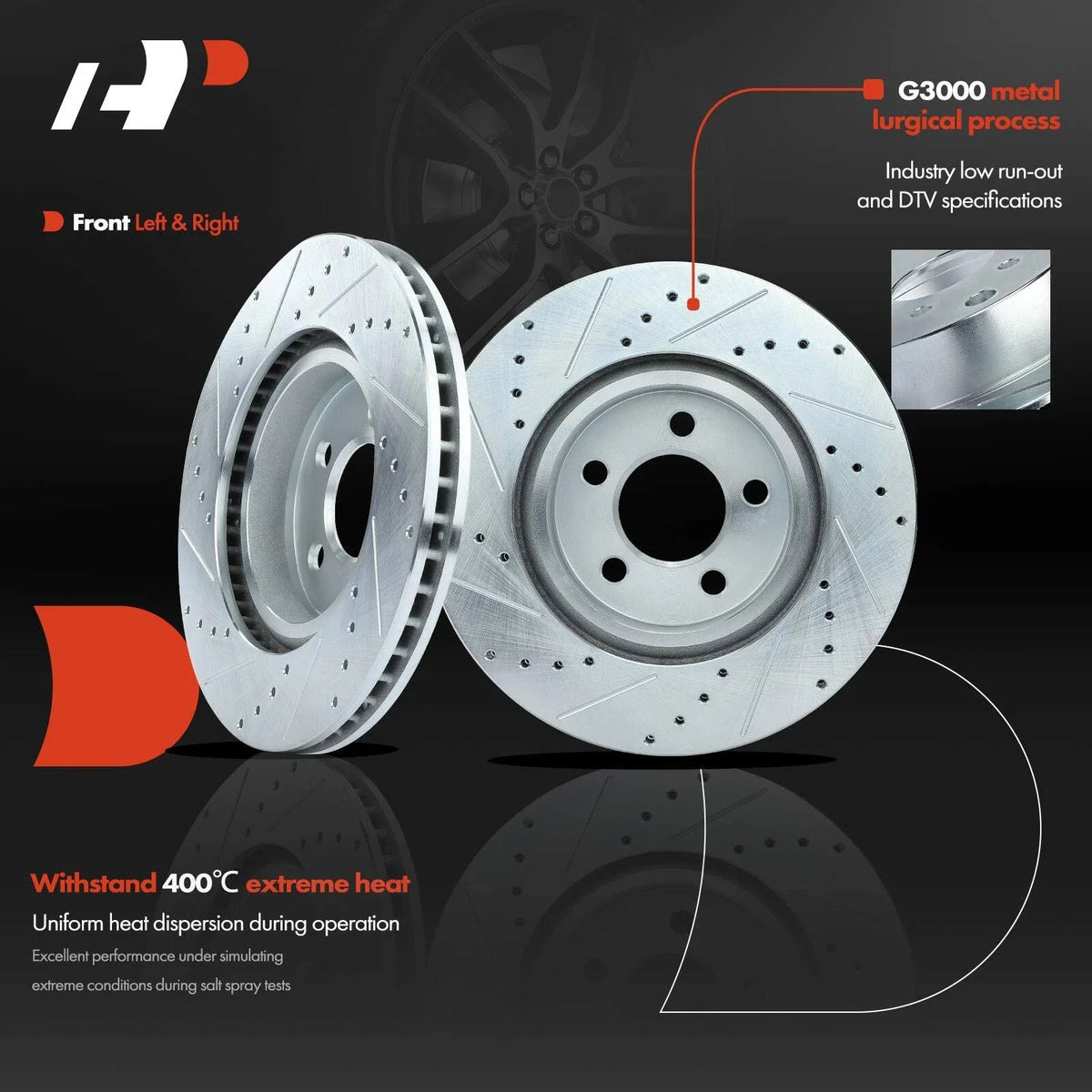 Front Drilled Brake Rotors & Ceramic Pads for Chrysler 300 (2005–2023)
