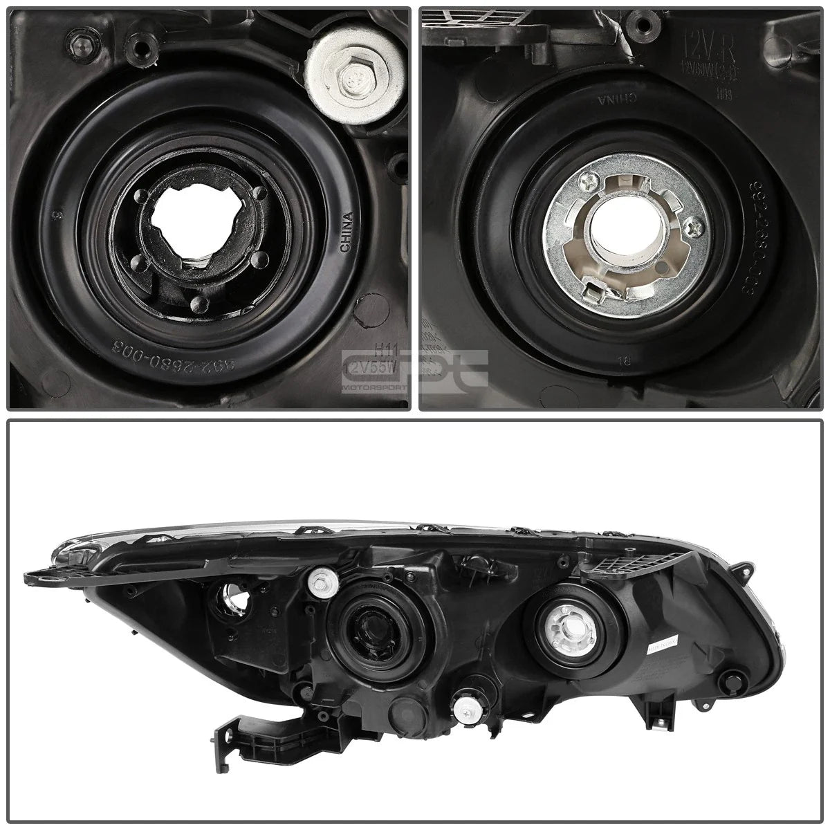 Pair of Chrome Housing Amber Corner Projector Headlights for Honda Accord (2013–2015)