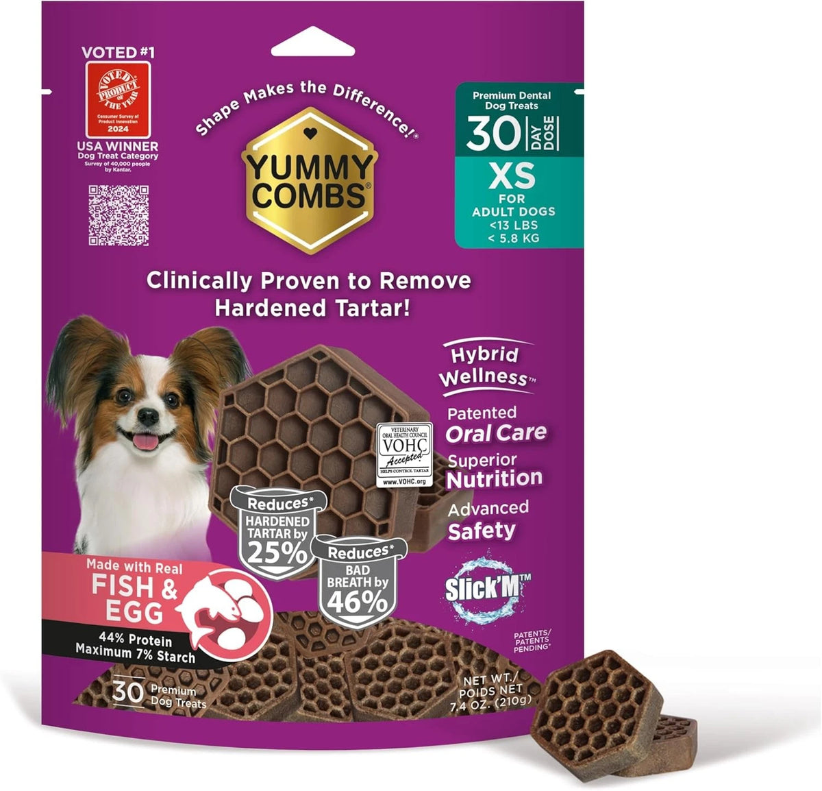 Yummy Combs Dog Dental Treats for Dogs (Vet VOHC Approved)