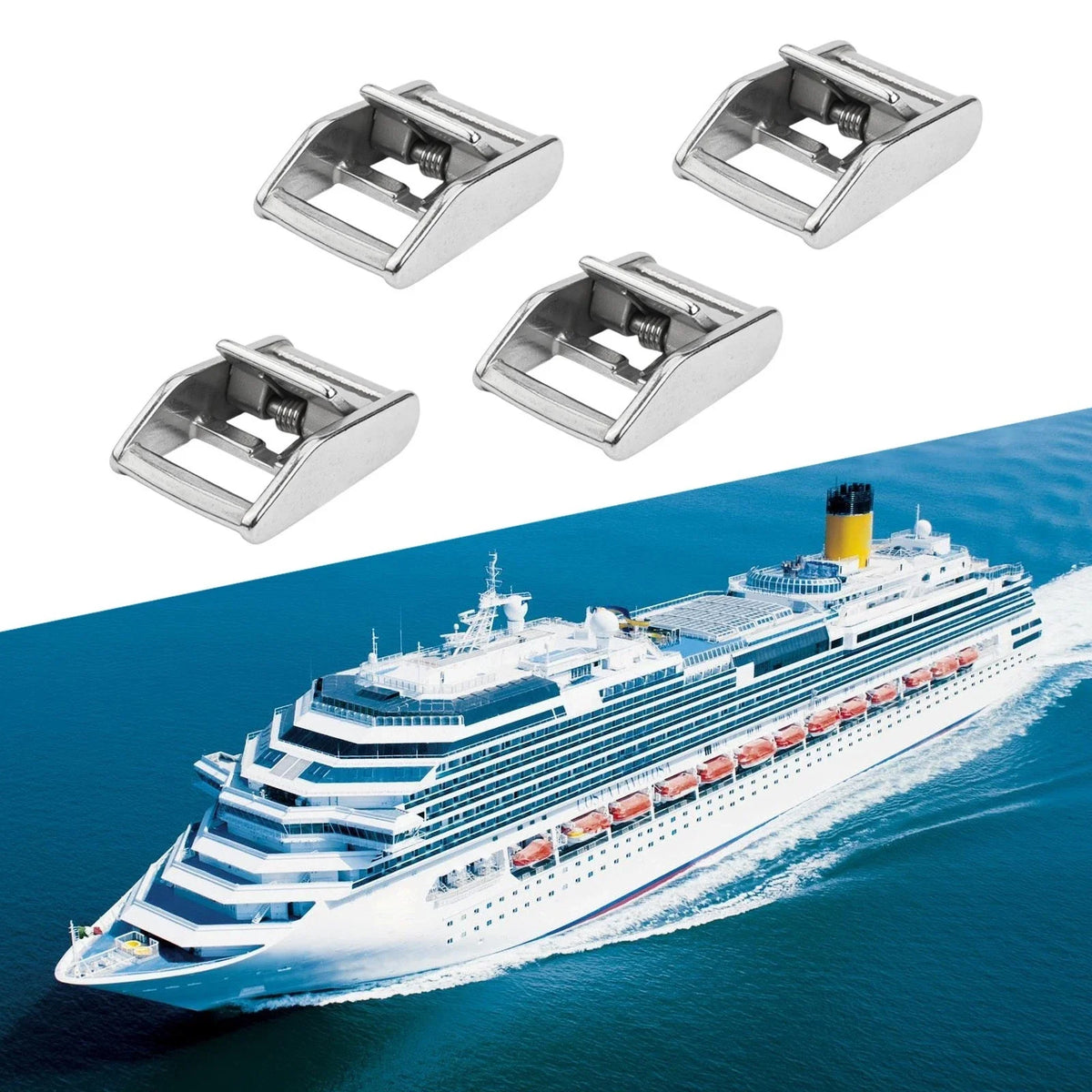 Set of 4 Stainless Steel Cam Buckles for Custom Tie Down Solutions