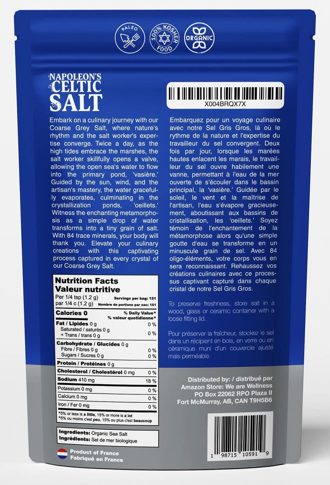 Coarse Celtic Sea Salt 0.5lb Bag - Hand Harvested, French Unrefined