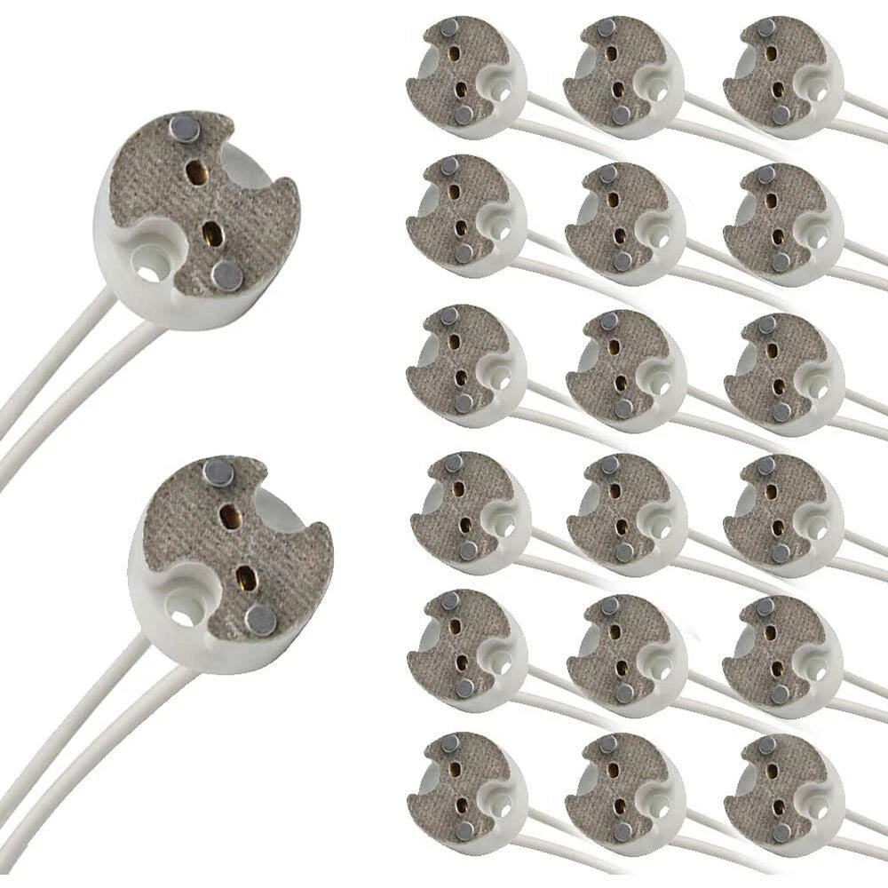 Set of 40 MR16, GU5.3, G4, MR11 Bi-Pin Socket Base Ceramic, Wire 5.9"