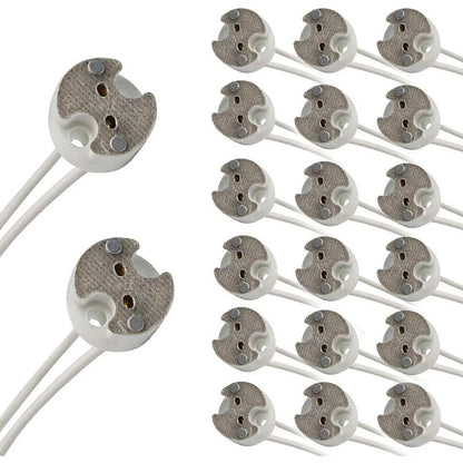 Set of 40 MR16, GU5.3, G4, MR11 Bi-Pin Socket Base Ceramic, Wire 5.9"