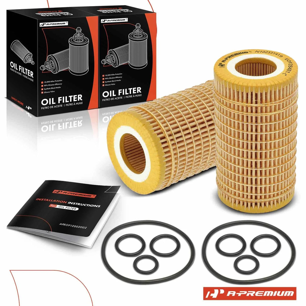 2X Engine Oil Filter for Mercedes-Benz C250, C300 (2010–2012)
