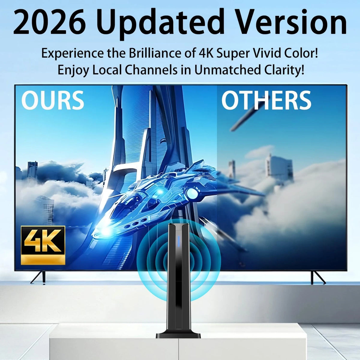 Digital TV Antenna for Smart Indoor (2026) 3M 7.0 IN, Black
