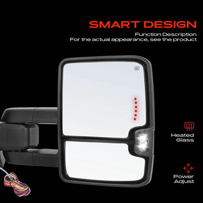 Pair Power Mirrors for Chevy Silverado 1500 GMC (Manual Fold, Signal)