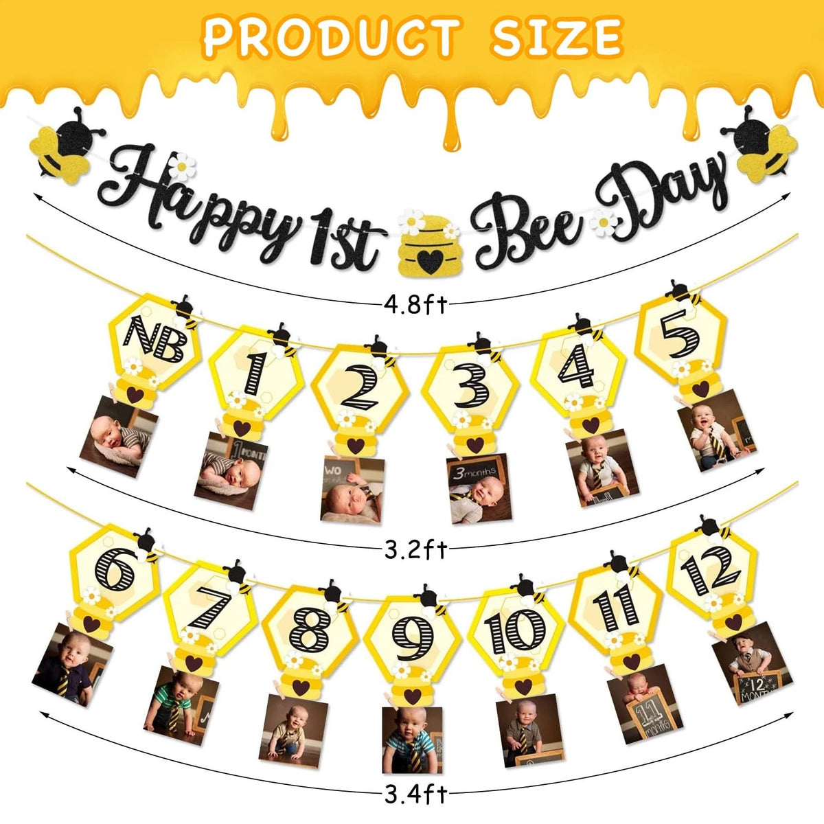 3X Happy Bee Day Party Decorations for 1st Birthday (2023)