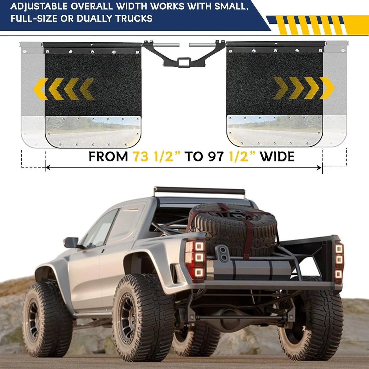 Heavy-Duty Adjustable Mud Flap System for 2" & 2.5" & 3.0" Receiver Hitch (902027+902084)