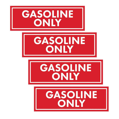 Set of 4 Gasoline Only Warning Stickers for Fuel Caps (2" x 6")
