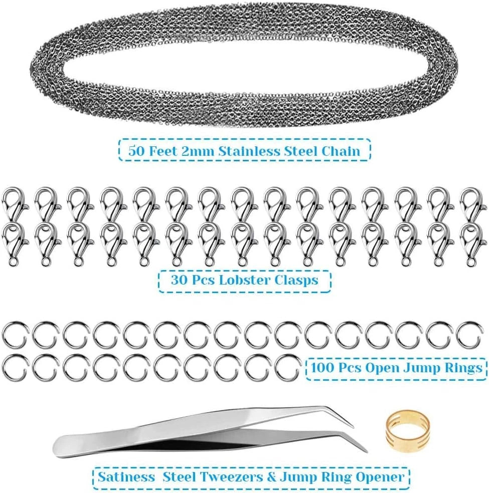 50 Feet Stainless Steel Chains for Jewelry Making
