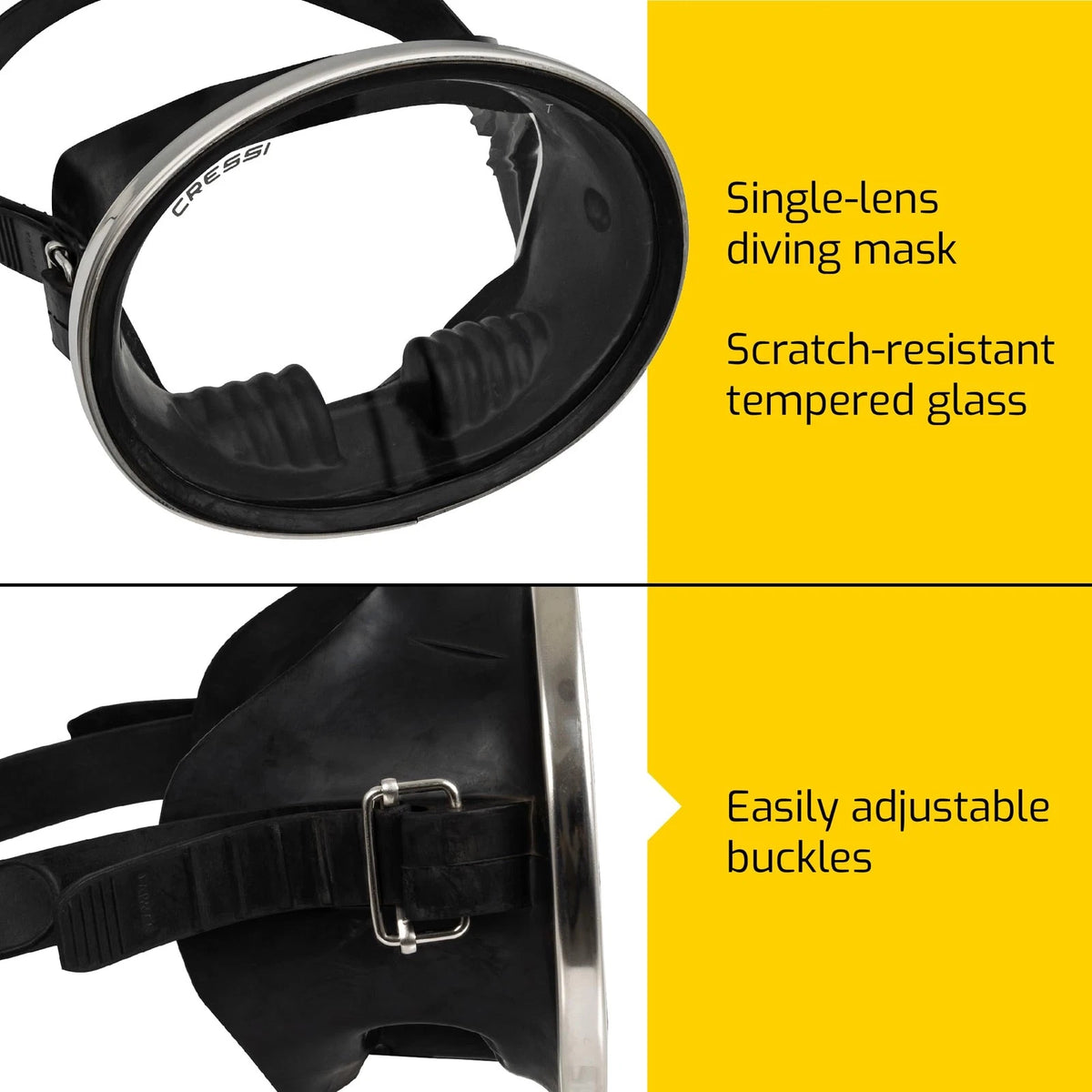 Retro Freediving Mask with Oval Tempered Glass Lens for Dive Gear (2023)